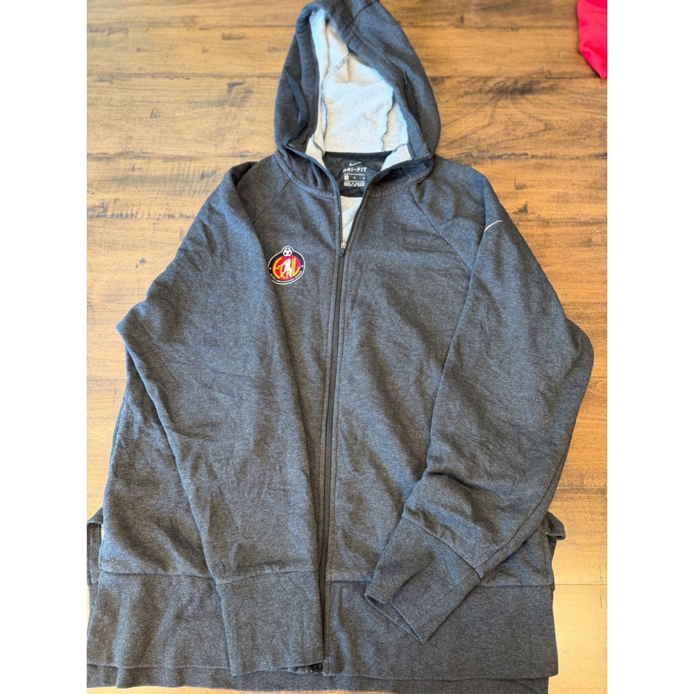 Nike Dri-FIT ECNL Soccer Full Zip Hoodie Charcoal Gray Women Medium